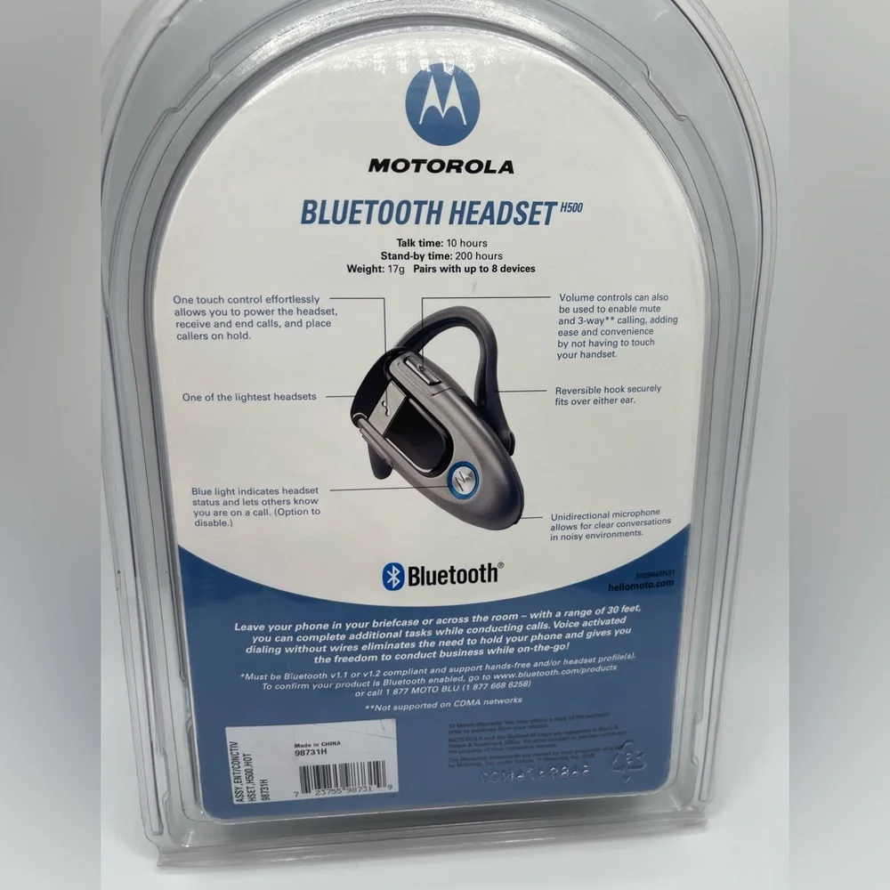 Motorola H500 Bluetooth Wireless Headset - Maroon Red (89243H) *FACTORY SEALED*🔥